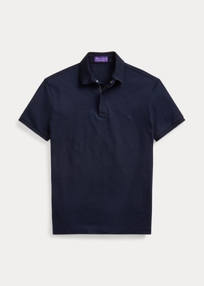 Polos Ralph Lauren Hombre Azul Marino - Zip-Placket Stretch Piqué - HAQLV1629